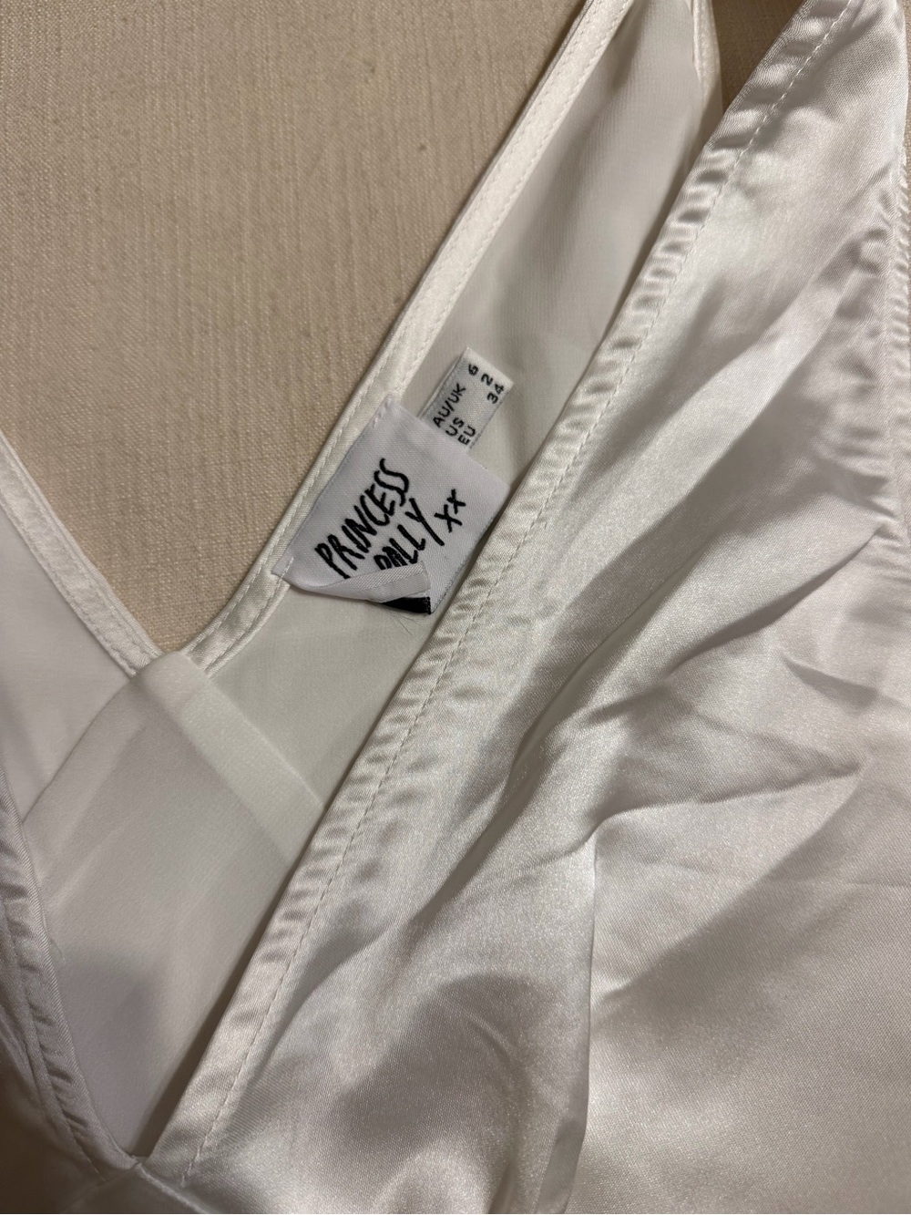 Princess Poly “Nellie” Satin White V-Neck Mini Slip Dress - Picture 6 of 8